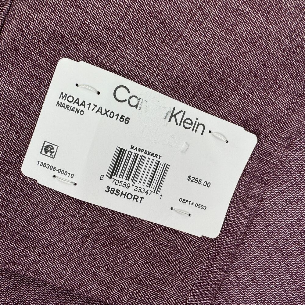 Calvin Klein Mens X Slim Fit Soft Solid Sport Coat Raspberry Red 38S - Picture 3 of 5